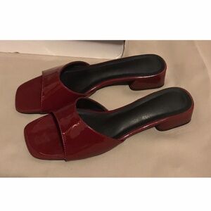 Dark Red Low Block Heels